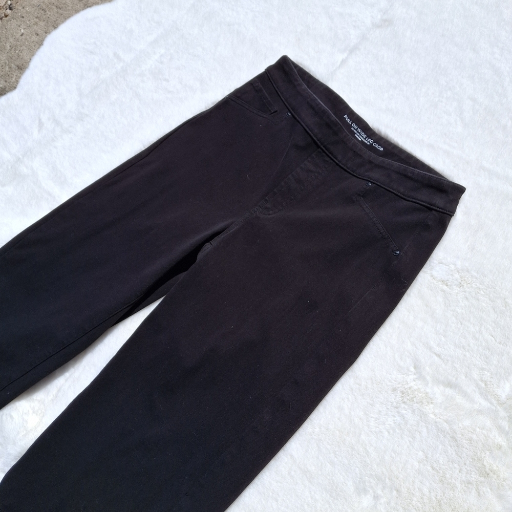 Chico's Pull-on Wide Leg Cropped Stretch Cotton Blend Black Pants Women Size 12P - Picture 4 of 16